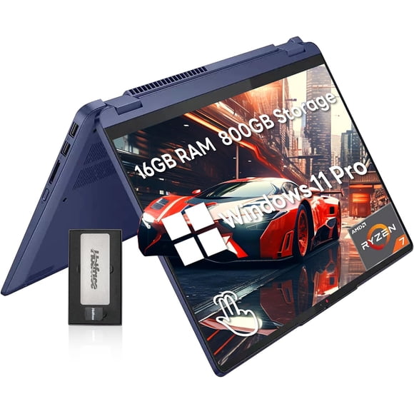 Lenovo Flex 5 14" Touchscreen 2-in-1 Laptop, AMD Ryzen 7 7730U, 16GB RAM, 800GB Storage(512GB SSD+288GB Docking Station), AMD Radeon Graphics, Fingerprint Reader, Backlit KB, Win 11 Pro, Blue