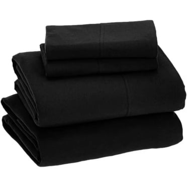Sleepdown Draps en Jersey 100 % Coton Simple TG, Ensemble de Draps 3 Pcs Doux et Respirants à Poches Profondes en Jersey, Noir