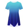 thumbnail image 4 of Pompotops Femmes Grande Taille Bouton Imprimé Col Rond Manches Courtes T-shirt Irrégulier Blouse Tops, 4 of 5