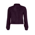 thumbnail image 4 of Veste Sherpa pour Femmes à Revers à Manches Longues Courte en Molleton Duveteux à Fermeture Éclair Vestes Manteau Hiver Chaud Uni Pelucheux Shaggy Vêtement d'Extérieur, 4 of 5