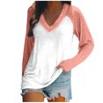 thumbnail image 1 of FAIWAD Women’s Color Block Tunic Top Long Sleeve Patchwork V Neck Plus Size Pullover Top, 1 of 4