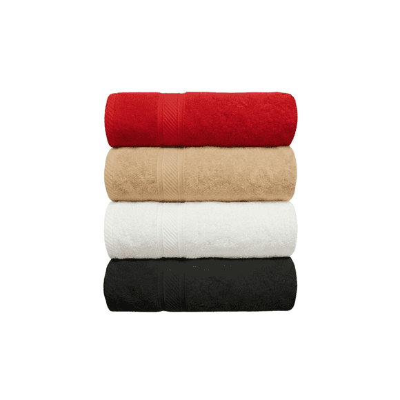 100% Cotton Plush Towel Set – 4-Piece, 500 GSM, Ultra Soft & Absorbent, Crimson (4 Bath Towels 70x140 cm)