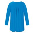 thumbnail image 3 of FAIWAD Womens Long Sleeve Tunic Tops Slim Round Neck Buttons Basic Pleated Patchwork Pullover Top, 3 of 4