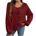 thumbnail image 2 of Yuyuzo Cardigans pour Femmes à Manches Longues, Col Ras du Cou, Tricot, Épaules Tombantes, Chandail, Automne Hiver, Veste Courte, 2 of 7