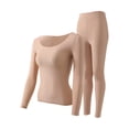 thumbnail image 1 of Women's Winter Crew Neck Tight Solid Color Thermal Underwear Set, 1 of 2