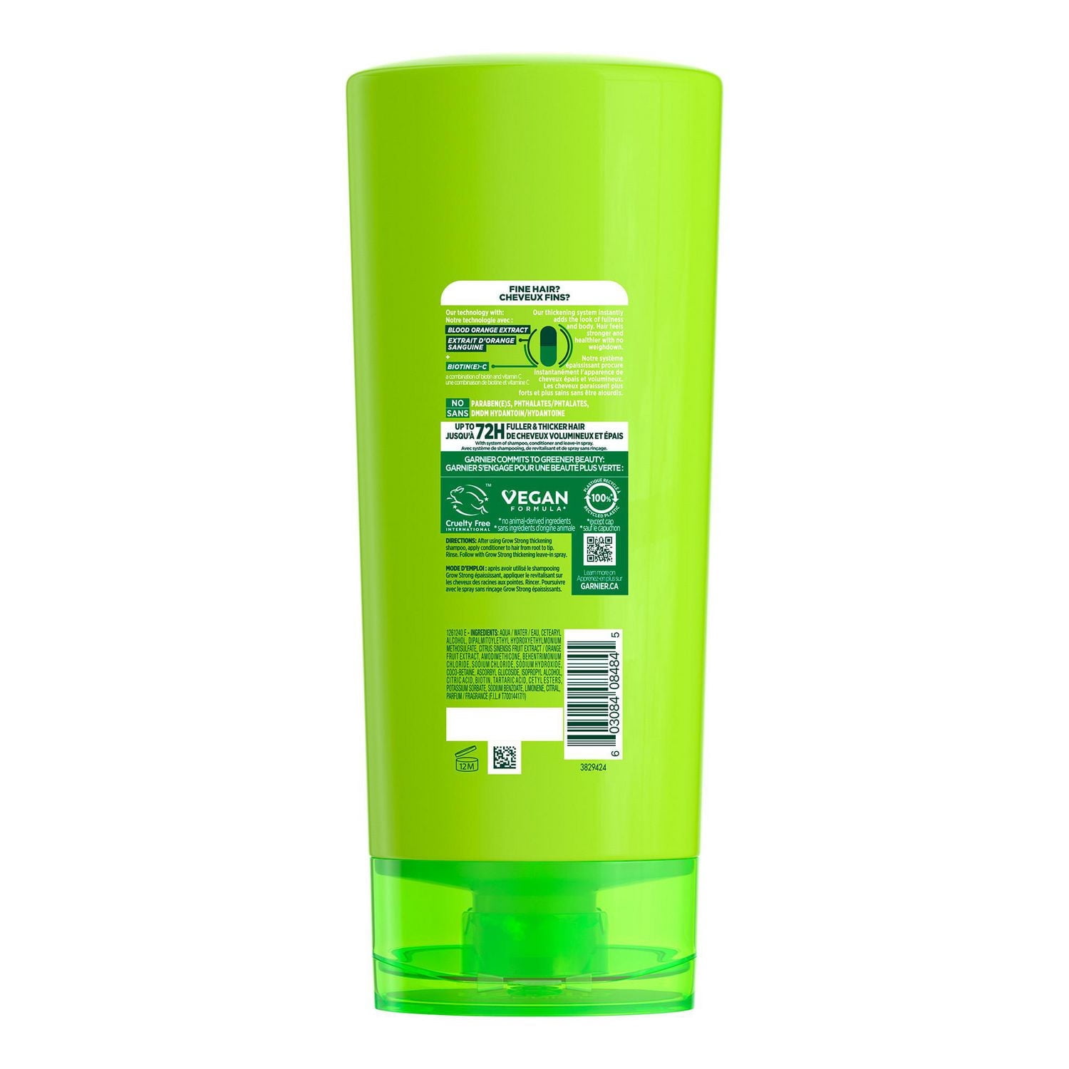 Garnier Fructis Grow Strong Revitalisant Épaississant pour Cheveux Fins, avec Vitamine C