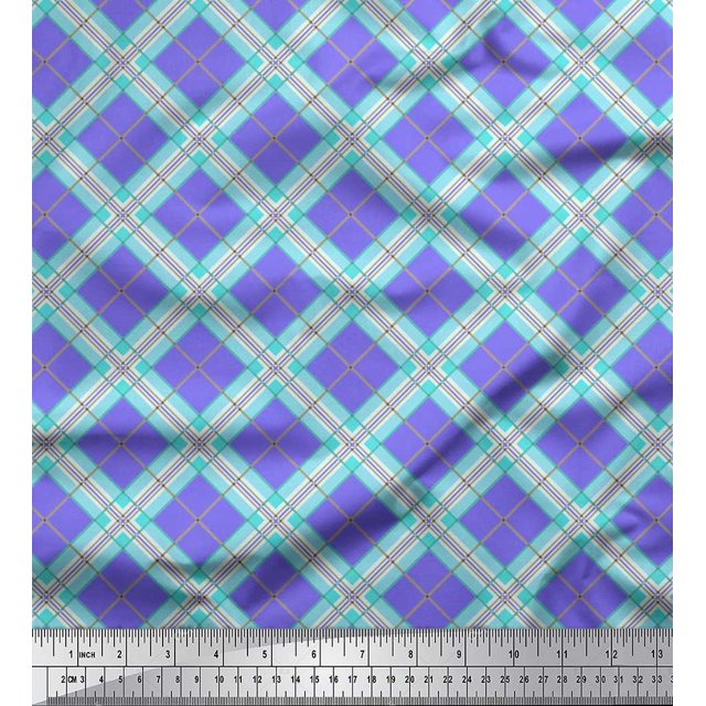 Soimoi Modal Satin Fabric Diagonal Check Fabric Prints by Yard 42 Inch Wide