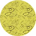 thumbnail image 1 of Ahgly Company Tapis de Zone Rond d'Intérieur Lavable à la Machine, Style Transitionnel, Jaune Canari, 4 Pieds Rond, 1 of 7