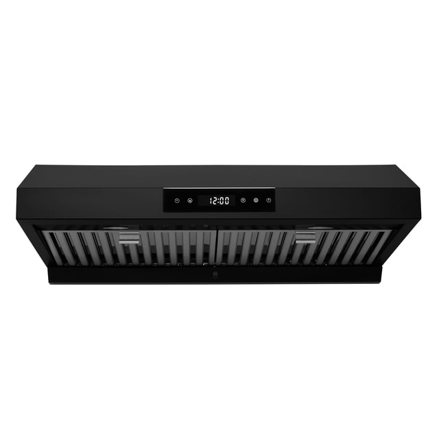 Hauslane Chef Series 30” Hotte de Cuisinière sous Armoire à Conduit en Acier Inoxydable. Présente un design Épuré et Moderne avec Écran Tactile Numérique, Commandes Sans Boutons et Horloge de Cuisine Intégrée. Comprend des Moteurs Doubles pour une Aspiration Puissante, des Réglages à Six Vitesses et des Lumières DEL Écoénergétiques avec une Lueur Chaude de 2700K. Équipée de Filtres à Chicanes en Acier Inoxydable Compatibles Lave-Vaisselle et d'Une Fonction d'Arrêt Automatique avec Délai. Offre des options de Ventilation Polyvalentes, Y Compris des configurations Verticales et Horizontales