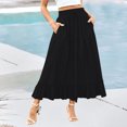 thumbnail image 2 of Bovxnpu Plus Size Skirts For Women, Womens Summer Midi Skirts Ruffle Flowy A-Line Long Skirt with Pockets, Womens Elastic Waist Drawstring Pleated Mid Skirt XL, 2 of 5