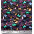 thumbnail image 1 of Soimoi Satin Silk Fabric Camera,Hat & Briefcase Travel Print Fabric by Yard 42 Inch Wide, 1 of 3