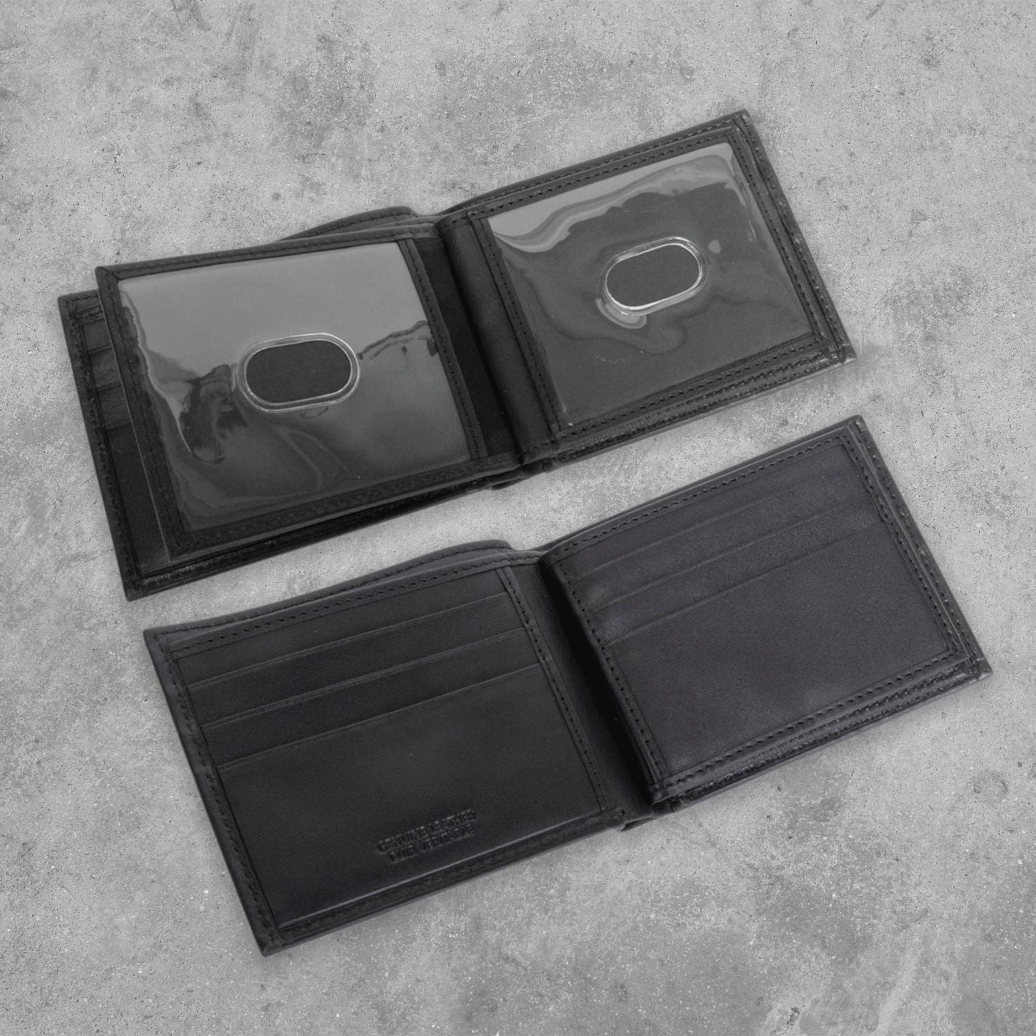 Portefeuille Homme Slim R70 en Cuir Grainé avec 3 Volets Fixes, 4 Fenêtres pour Cartes d'Identité, 2 Emplacements pour Cartes avec RFID