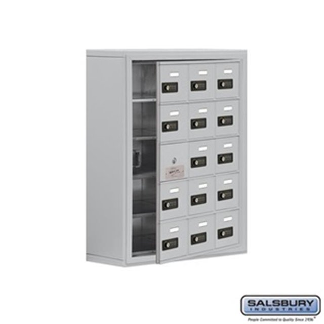 SalsburyIndustries 19158-15ASC Cell Phone Storage Locker With Front Access Panel - 5 Door High Unit, Aluminum