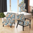 thumbnail image 1 of Designart "Gingham Elegance In Blue And Beige" Beige Floral Upholstered Accent Chair - Cottage Arm Chair For Living Room, 1 of 7
