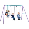 thumbnail image 1 of Outsunny Balançoire pour Enfants avec Planeur, Ensemble de Jeu pour Aire de Jeux Extérieure, Violet, 1 of 9