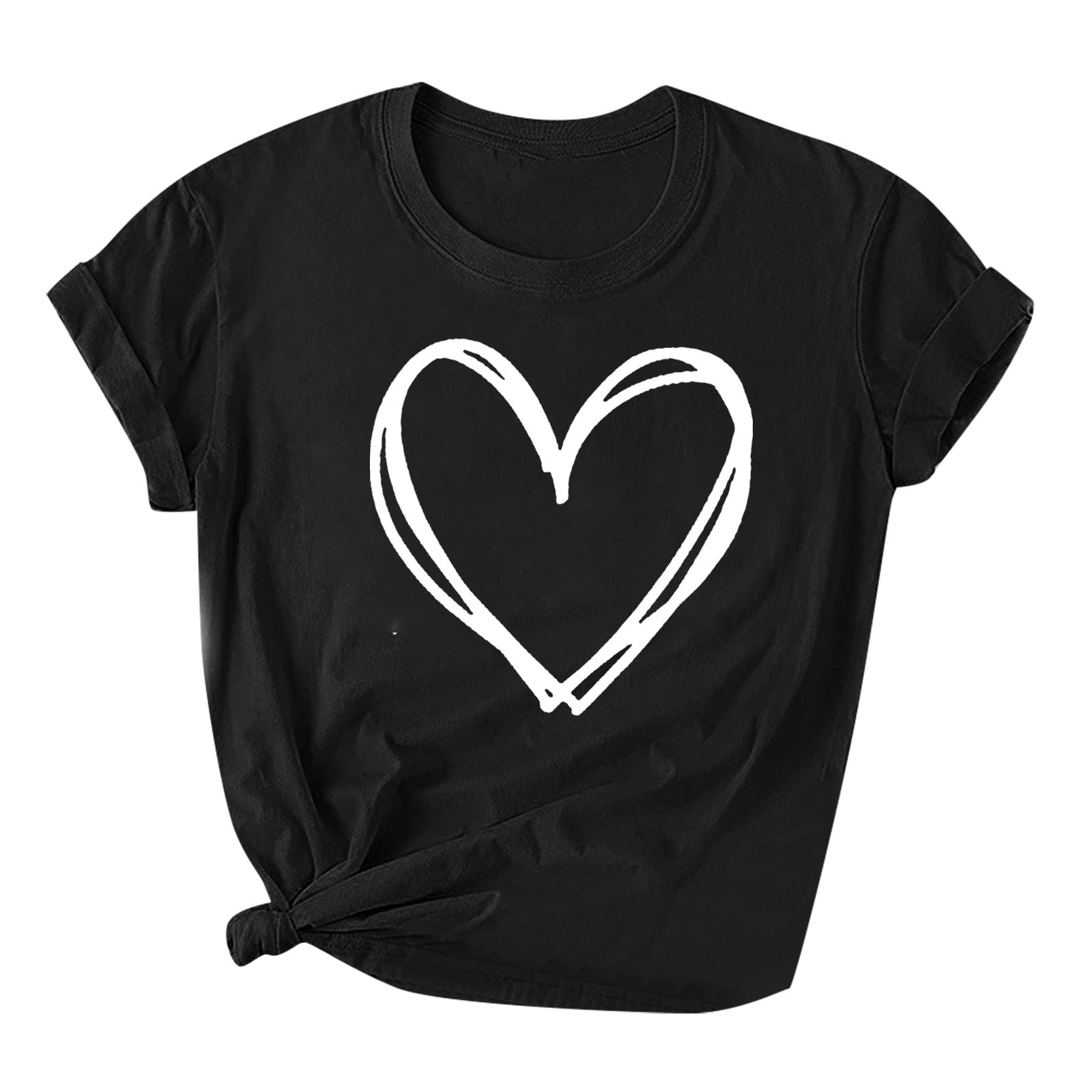 Babysbule Hauts d'Été pour Femmes Mode Femmes T-shirt à Manches Courtes Imprimé de la Saint-Valentin Hauts Graphiques Fantaisie