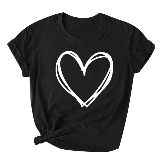 Kcodviy Femmes Saint-Valentin Imprimé Très Grand Femmes T-Shirt à Manches Courtes Nouveauté Manches Longues Compression Femmes Hauts Graphiques