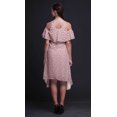 thumbnail image 4 of Bimba Pink Leaves Printed Womens Cold Shoulder Tunic Party Round Neck Shift Dress - Small, 4 of 6