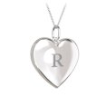 thumbnail image 1 of Collier Médaillon Cœur Initial en Or Blanc 10 K, 1 of 2