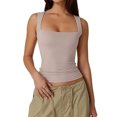 thumbnail image 1 of Dealovy Tank Tops for Women Square Neck Going out Tops Sleeveless Shirts Stretchy Slim Fitted Basic Tees, 1 of 4