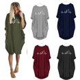 thumbnail image 1 of REDHOTYPE Robe Midi Décontractée pour Femmes Fashion Line Cat Élégante à Manches Longues avec Motif Cartoon Cat et Poche, Tenue d'Intérieur, 1 of 3