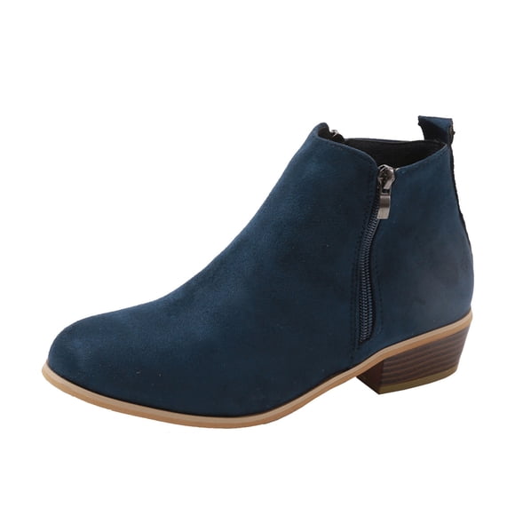 Pisexur Womens Boots Fashion Solid Color Fall Boots Womens Booties and Ankle Boots Slip-on Low Heel Ankle Boots Casual Comfortable Side Zipper Booties