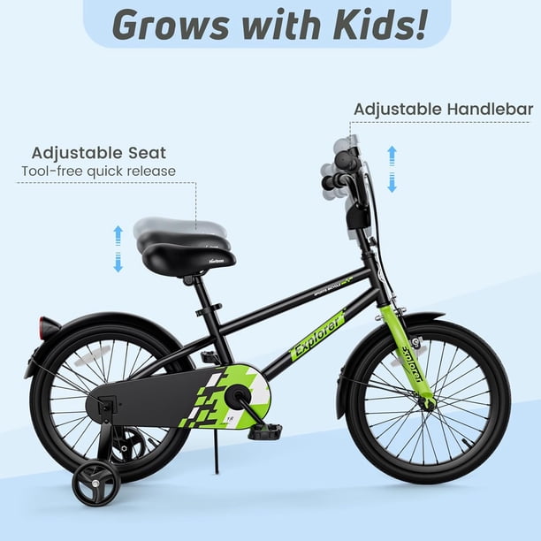 Vélo d'enfant - HILAND - JOYSTAR - 14 pouces - Vert - Avec roues auxiliaires - Sport