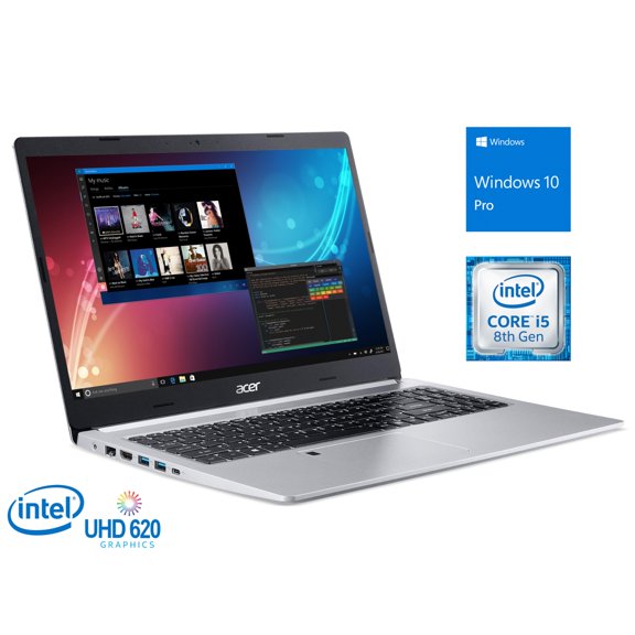 Ordinateur Portable Acer Aspire 5 Remis à Neuf, Écran FHD 15,6 Pouces, Intel Core i5-8265U jusqu'à 3,9 GHz, 12 Go de RAM, SSD 128 Go, HDMI, Wi-Fi, Bluetooth, Windows 10 Pro