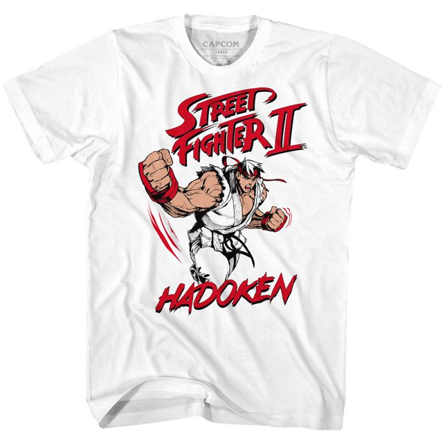 Street Fighter Hadoken White Adult T-Shirt