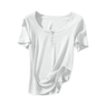 thumbnail image 1 of Yuyuzo T-Shirts pour Femmes à Manches Courtes, Col Rond, Basiques, Hauts de Sortie, T-Shirts de Couleur Unie, T-Shirts Décontractés Amples, 1 of 7