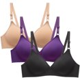 thumbnail image 1 of Aboser Womens Lightly Wireless Bras 3 Pack Smooth T-shirt Bra Body Hugging Lift Up Bralettes Full Coverage Support Bra Stretch Fit Everyday Bralettes, 1 of 5
