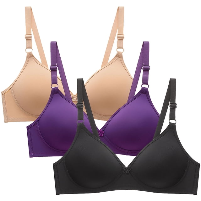 Aboser Womens Lightly Wireless Bras 3 Pack Smooth T-shirt Bra Body Hugging Lift Up Bralettes Full Coverage Support Bra Stretch Fit Everyday Bralettes