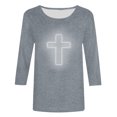 thumbnail image 4 of EGNMCR Easter T-Shirt Imprimé Femmes T-Shirts Graphiques Femmes Chemises Mode Femme Décontracté Noël Imprimé Col Rond Blouse Imprimée T-Shirt Manches 3/4 T-Shirt Blouses T-Shirts pour Femmes, 4 of 4
