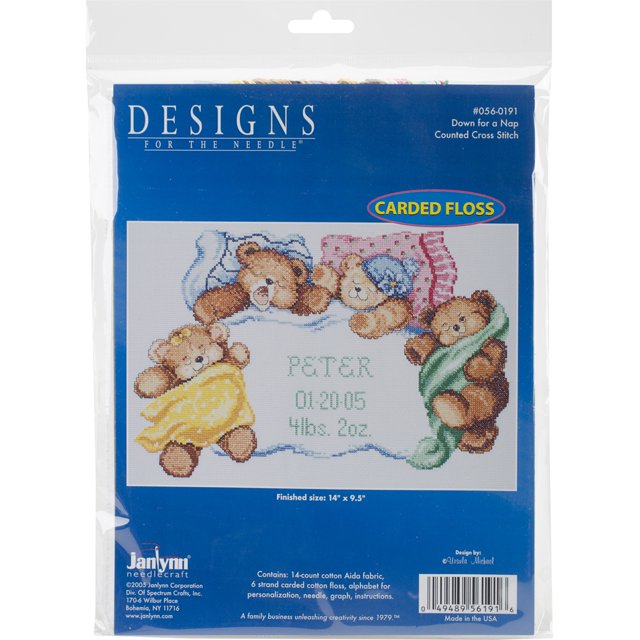 Janlynn Counted Cross Stitch Kit 14"X9.5"-Down For A Nap Sampler (14 Count)