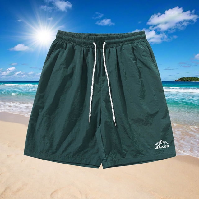 Styesk Mens Shorts Men Solid Color Casual Fashion Loose Drawstring Pockets Exercise Beach Shorts Pants