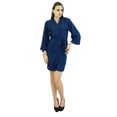 thumbnail image 3 of Bimba Peignoir Court Uni pour Femmes avec Ceinture, Modal Doux en Coton, Enveloppant, Rond, Uni, 3 of 7