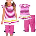thumbnail image 2 of Birdeem Chemises pour Filles Mode Filles Décontracté Manches Courtes Hauts Col Rond Bouton Imprimé Ensembles de Shorts, 2 of 12