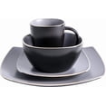 thumbnail image 3 of Gibson Home Soho Lounge 16 Piece Square Stoneware Dinnerware Set, Black & Grey, 3 of 7