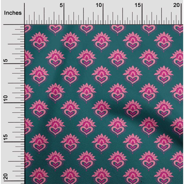 oneOone Cotton Poplin Fabric Floral Block Printed Craft Fabric BTY 56 Inch Wide