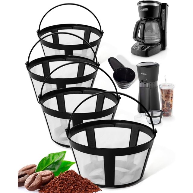 EcoNesxp 4 pack 12 cups permanent basket coffee filter reusable for coffee maker reusable coffee filter cups permanent basket coffee filter reusable for coffee maker pack