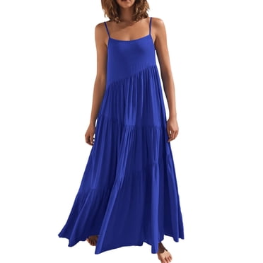XZNGL Robe d'Été Décontractée Ample pour Femmes à Bretelles, Longue Maxi de Plage, Robes d'Été pour Femmes