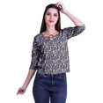 thumbnail image 1 of Moomaya Printed Keyhole Neck Ring Top Casual 3/4th Sleeve Tees Tank Tunic Top, 1 of 5