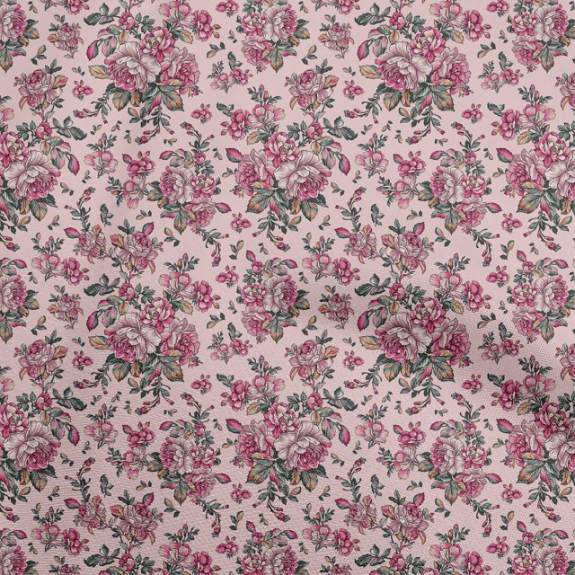 oneOone Cotton Poplin Light Pink Fabric Florals Craft Projects Decor Fabric Printed By The Yard 56 Inch Wide
