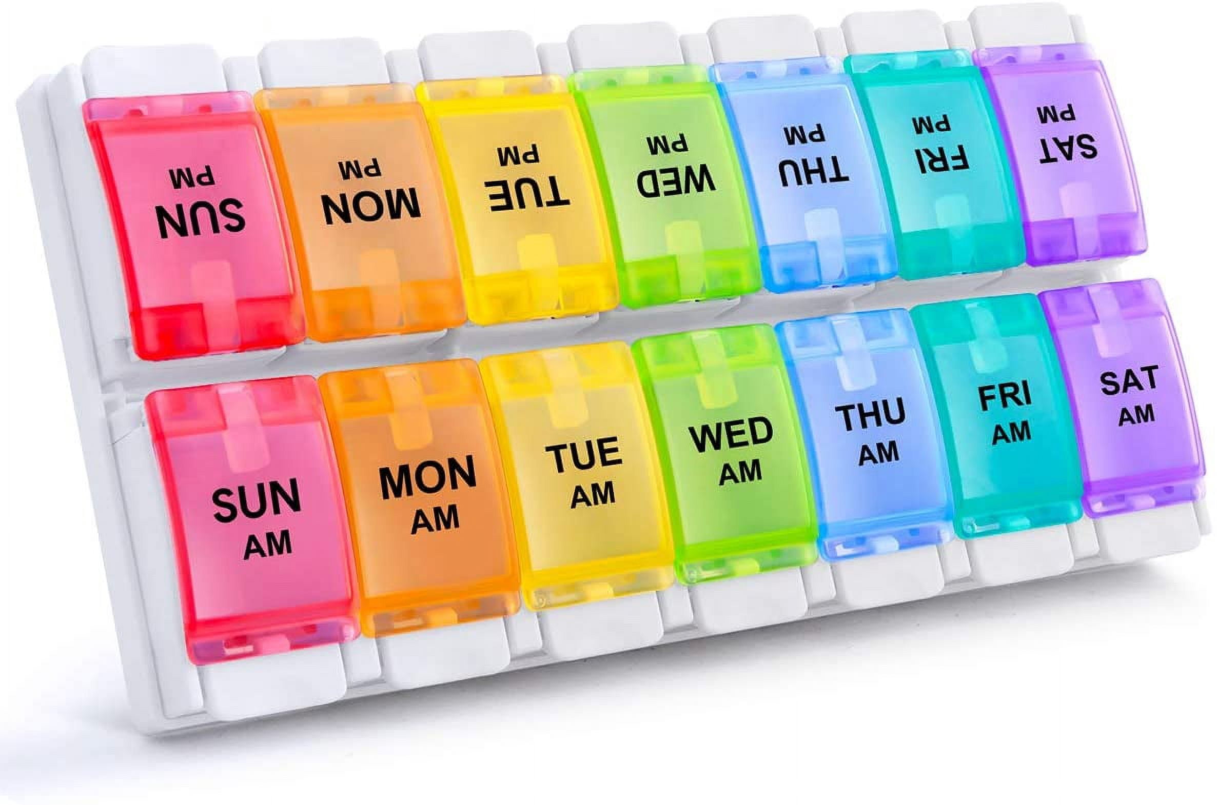 Weekly 7 Day Pill Organizer, Large Daily Pill Cases Pill Box