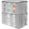 thumbnail image 1 of Sorbus Organisateurs de Sacs de Rangement Pliables, 3 Sections, Lot de 2, Gris, 1 of 6