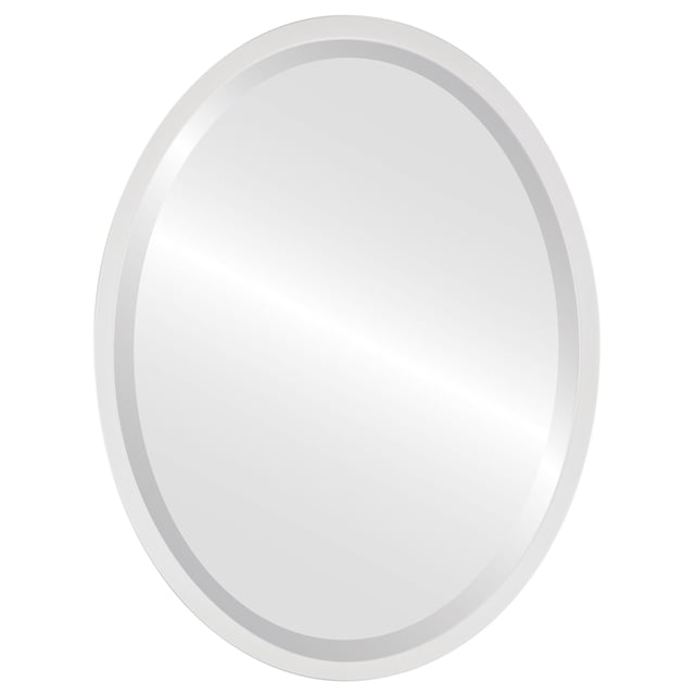 London Framed Oval Mirror - Linen White - 17" x 21"