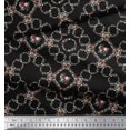 thumbnail image 3 of Soimoi Black polyester Crepe Fabric Floral Wreath Geometric Print Fabric by Yard 52 Inch Wide, 3 of 5