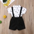 thumbnail image 3 of EYIIYE Bébé Garçon 2PCS Ensemble de Tenue, Moustache Bow Romper + Bretelles Shorts, 3 of 7