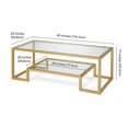 thumbnail image 3 of Henn&Hart Rectangular Coffee Table with Tempered Glass Top and Gold Metal Frame, Gold, 3 of 8