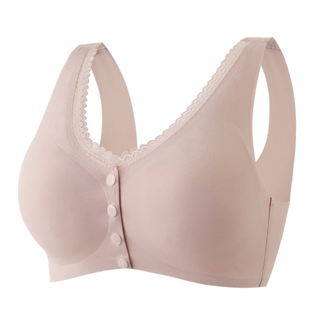 AherBiu Women Bras Full Coverage Smoothing Front Closure Button Comfort Bras High Support No Underwire Bralettes